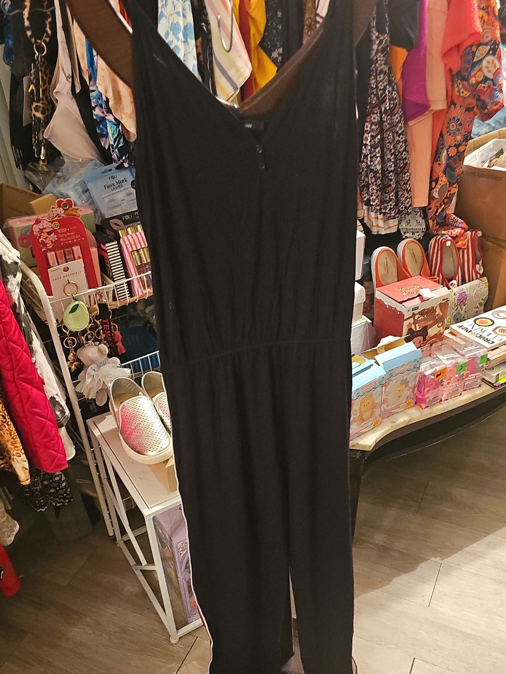 Ambiance Black Spaghetti Strapped Pants Jumpsuit.